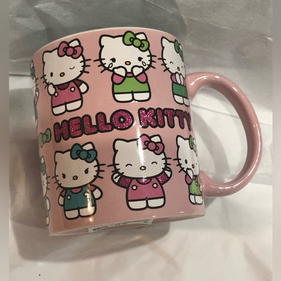 Hello Kitty Pink glitter hello kitty monogram coffee mug cup new - Picture 14 of 16